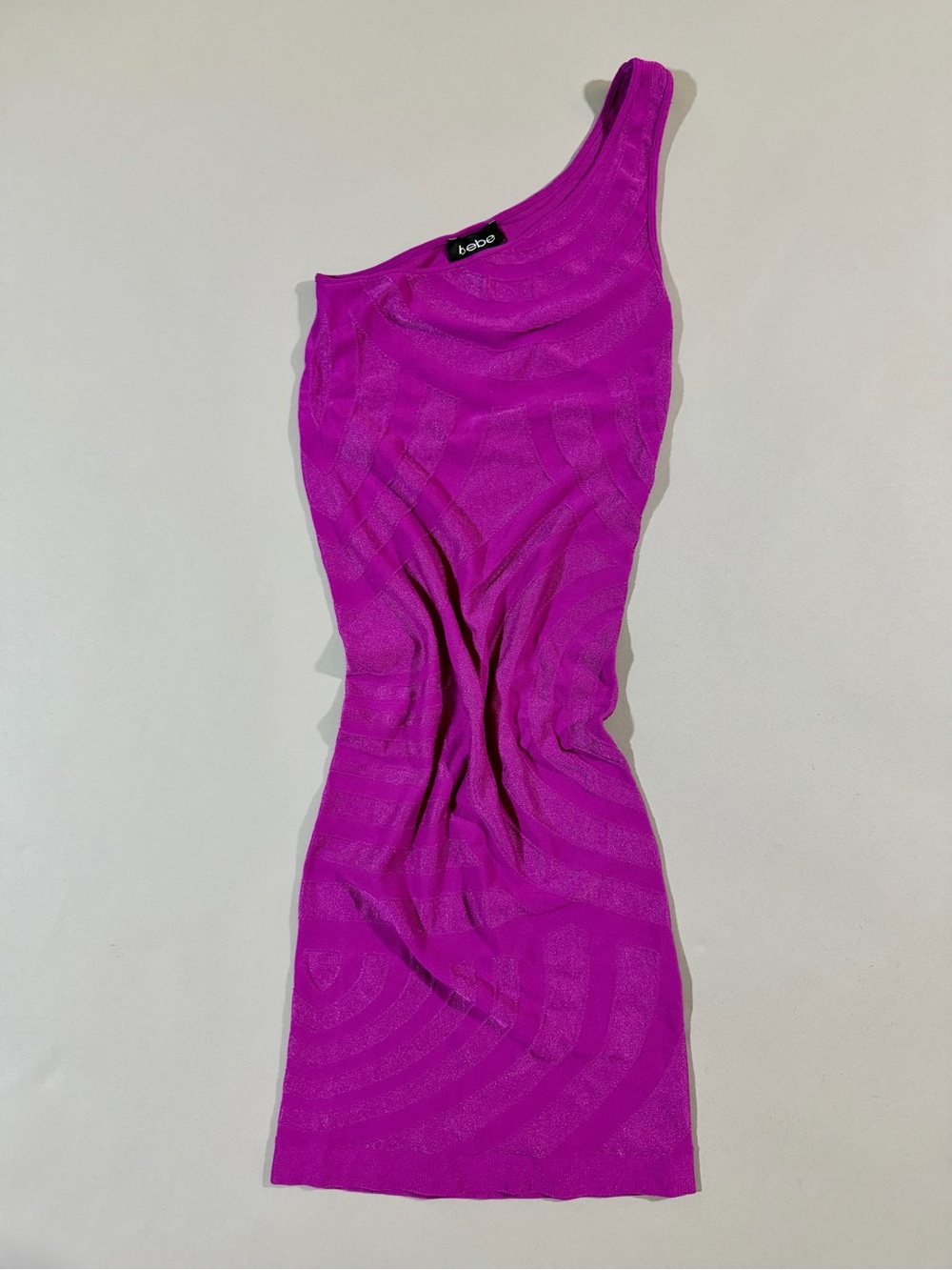 Y2K bebe One-Shoulder Bodycon Dress in Fuchsia